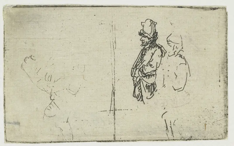 Sheet of Slight Studies, One of Two Peasants Wall Art by Rembrandt van Rijn - High-Resolution Digital Print