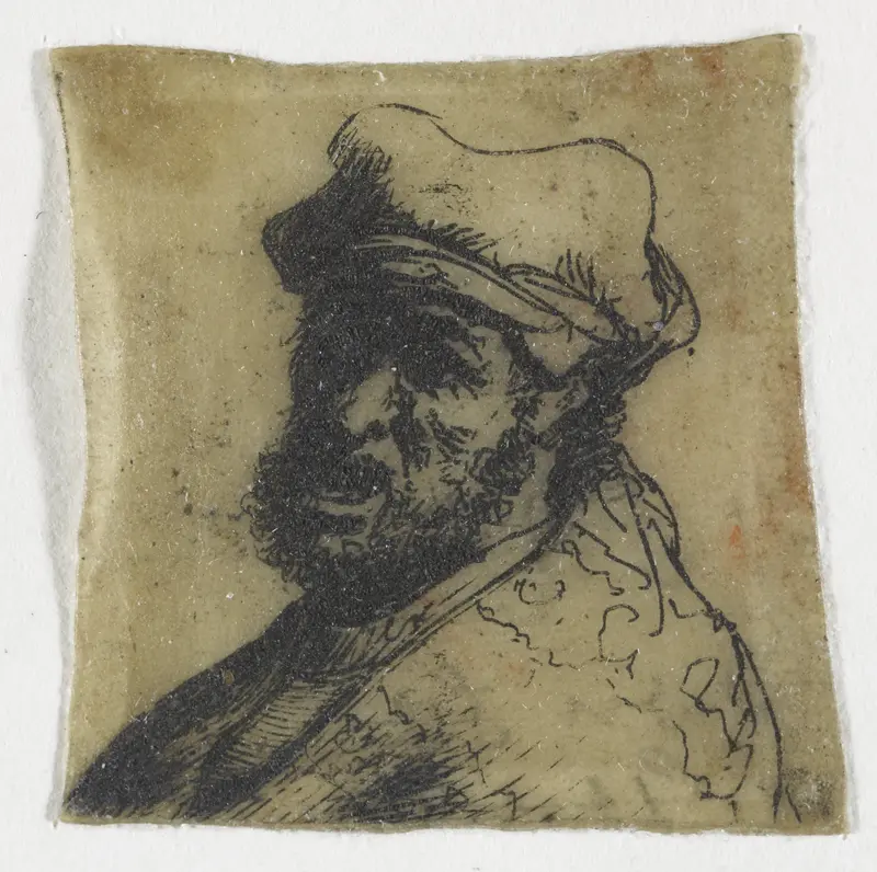 Sheet of studies of men's heads: man crying out, three quarters left: bust Wall Art by Rembrandt van Rijn - High-Resolution Digital Print