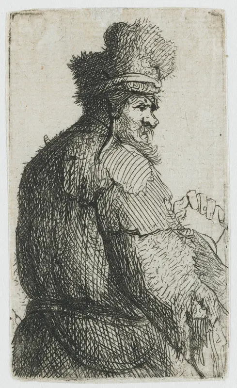 Sheet of studies of men's heads: old man seen from behind, profile right: half-figure Wall Art by anonymous - High-Resolution Digital Print