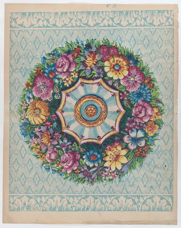 Sheet with a large floral wreath Wall Art by Anonymous - High-Resolution Digital Print