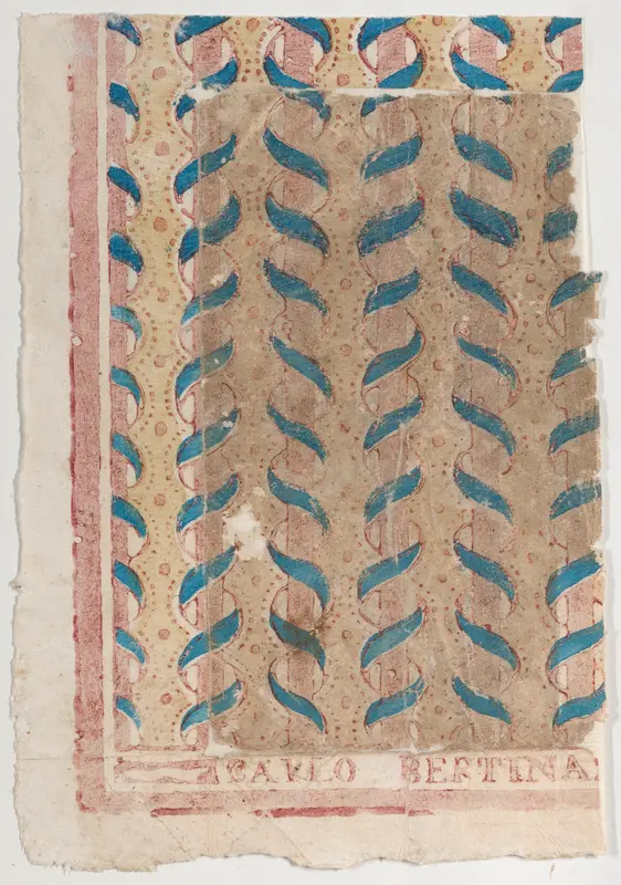 Sheet with blue and pink abstract pattern Wall Art by Anonymous - High-Resolution Digital Print