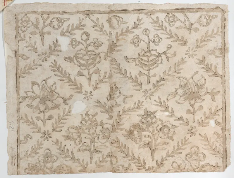Sheet with brown floral pattern Wall Art by Anonymous - High-Resolution Digital Print