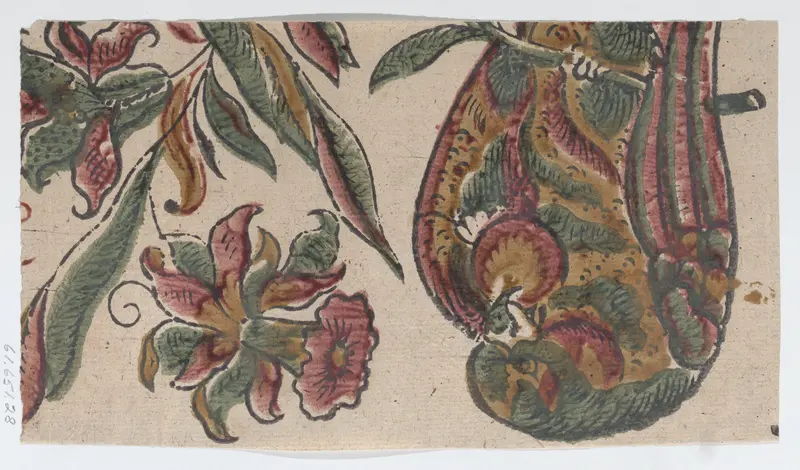 Sheet with floral and bird pattern Wall Art by Anonymous - High-Resolution Digital Print