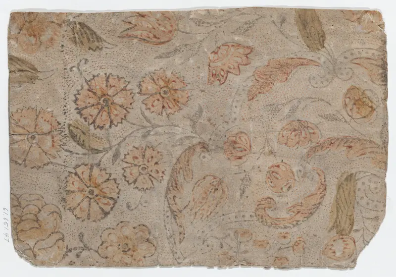 Sheet with floral and dot pattern Wall Art by Anonymous - High-Resolution Digital Print