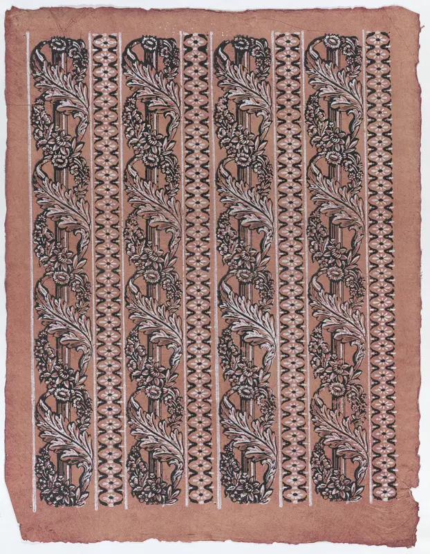 Sheet with four borders with a garland of acanthus leaves and flowers Wall Art by Anonymous - High-Resolution Digital Print