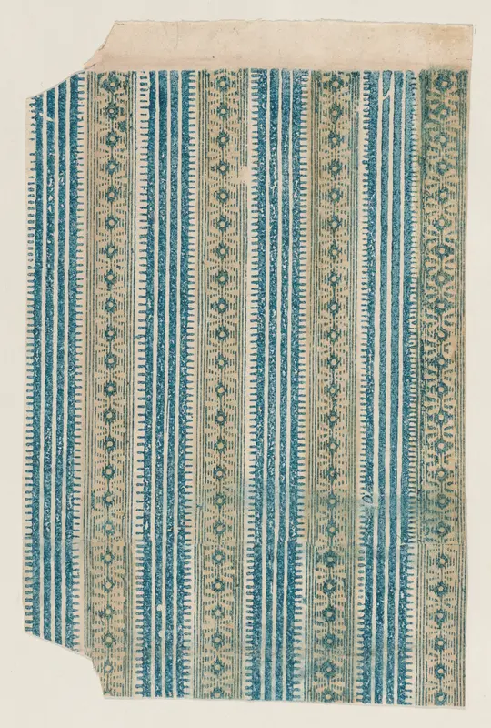 Sheet with four borders with a striped and abstract pattern Wall Art by Anonymous - High-Resolution Digital Print