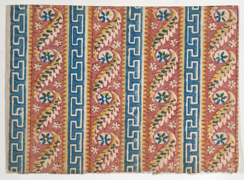 Sheet with Greek key and paisley pattern Wall Art by Anonymous - High-Resolution Digital Print