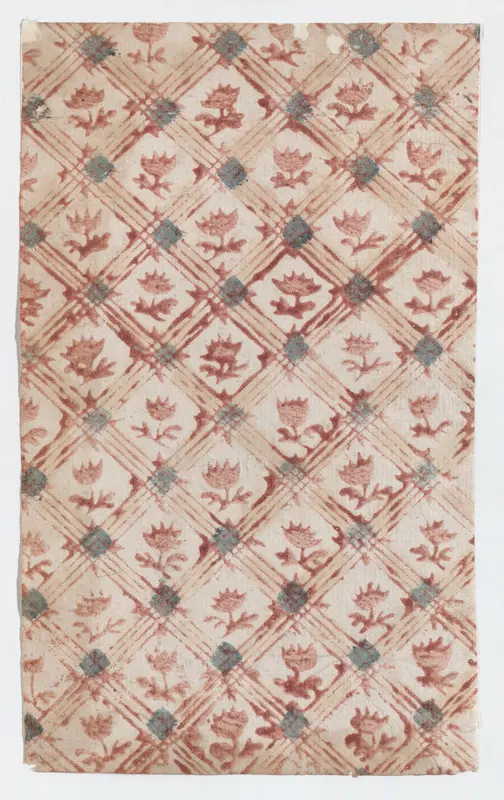Sheet with grid and floral pattern Wall Art by Anonymous - High-Resolution Digital Print