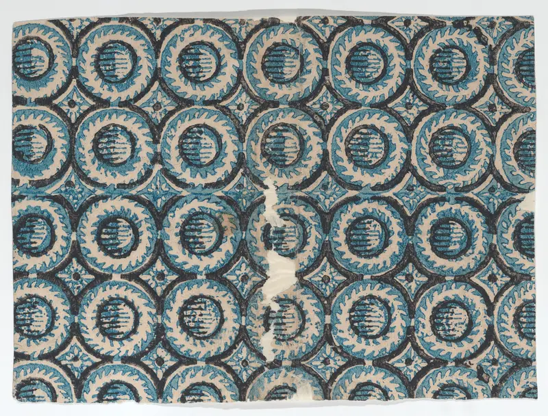 Sheet with overall blue circular pattern Wall Art by Anonymous - High-Resolution Digital Print