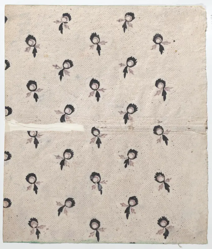 Sheet with overall dot and floral pattern Wall Art by Anonymous - High-Resolution Digital Print