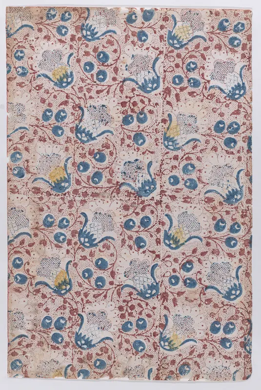 Sheet with overall dot, floral, and vine pattern Wall Art by Anonymous - High-Resolution Digital Print