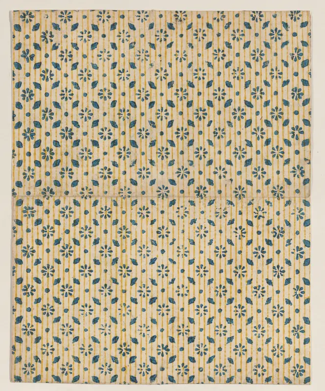 Sheet with overall floral and stripe pattern Wall Art by Anonymous - High-Resolution Digital Print