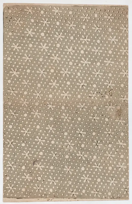Sheet with overall flower and dot pattern Wall Art by Anonymous - High-Resolution Digital Print