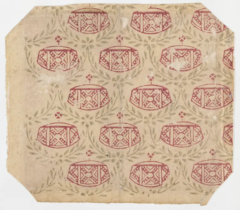 Sheet with overall pattern of vines and geometric designs Wall Art by Anonymous - High-Resolution Digital Print