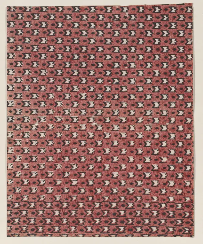 Sheet with overall red and black geometric pattern Wall Art by Anonymous - High-Resolution Digital Print
