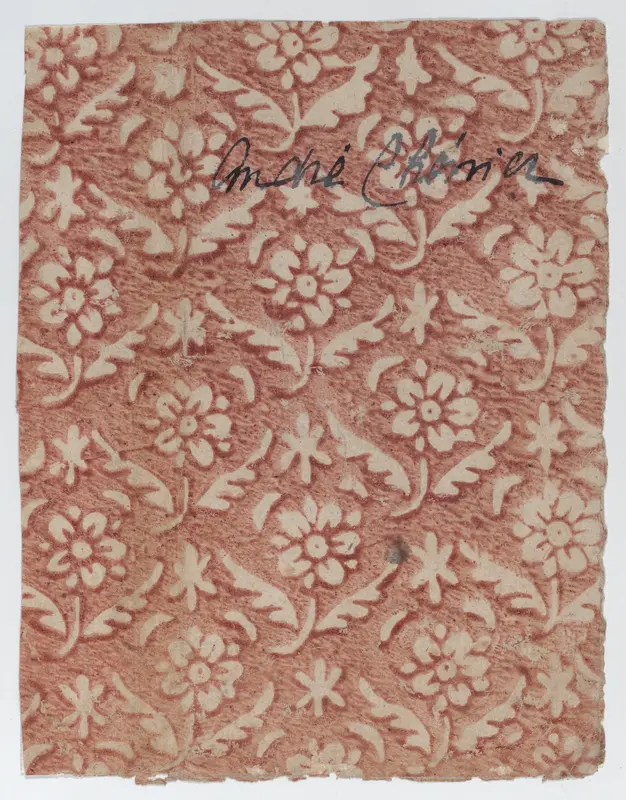 Sheet with overall red floral pattern Wall Art by Anonymous - High-Resolution Digital Print