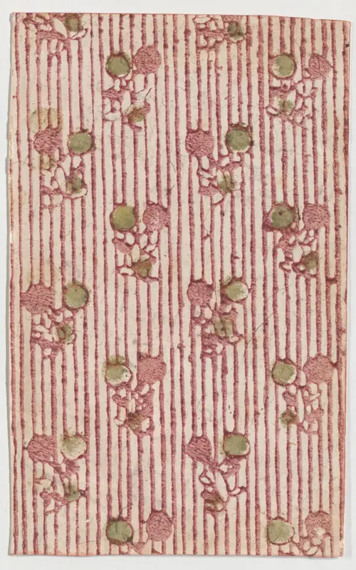 Sheet with overall striped pattern with circles Wall Art by Anonymous - High-Resolution Digital Print