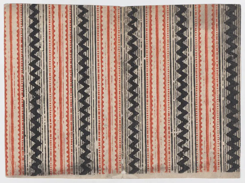 Sheet with overall zig zag and stripe pattern Wall Art by Anonymous - High-Resolution Digital Print