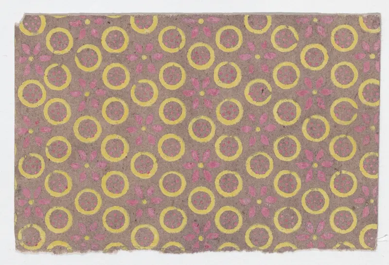 Sheet with pattern of flowers and circles Wall Art by Anonymous - High-Resolution Digital Print