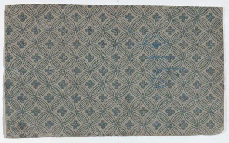 Sheet with pattern of overlapping circles with clover shapes Wall Art by Anonymous - High-Resolution Digital Print