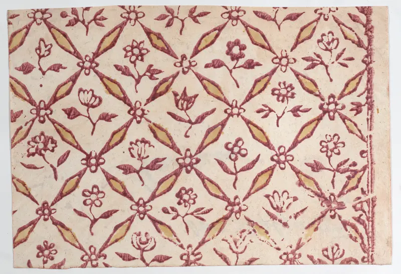 Sheet with red floral pattern Wall Art by Anonymous - High-Resolution Digital Print