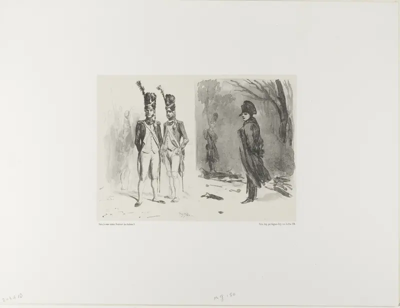 Sheet with Sketch (Grenadier of the Guard, Napoleon in a Bivouac)