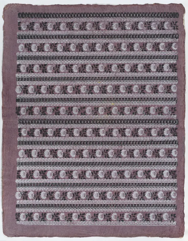 Sheet with ten borders with floral patterns on purple background Wall Art by Anonymous - High-Resolution Digital Print