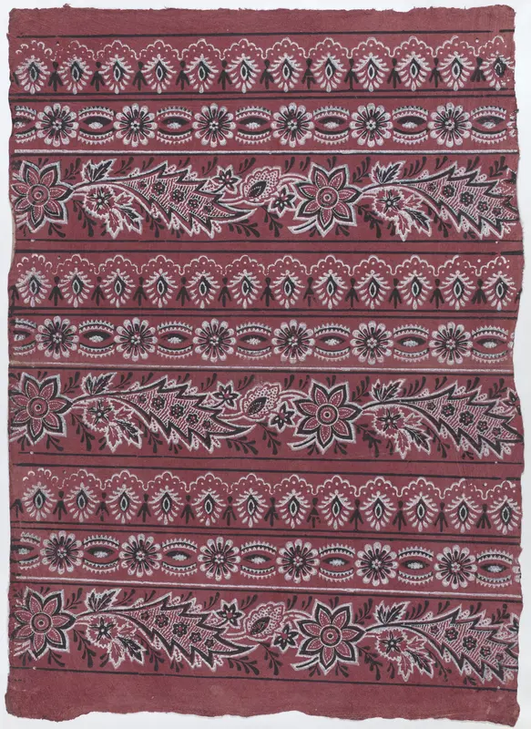 Sheet with three borders with paisley and floral patterns Wall Art by Anonymous - High-Resolution Digital Print