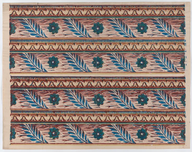 Sheet with two borders with flower and leaf designs Wall Art by Anonymous - High-Resolution Digital Print