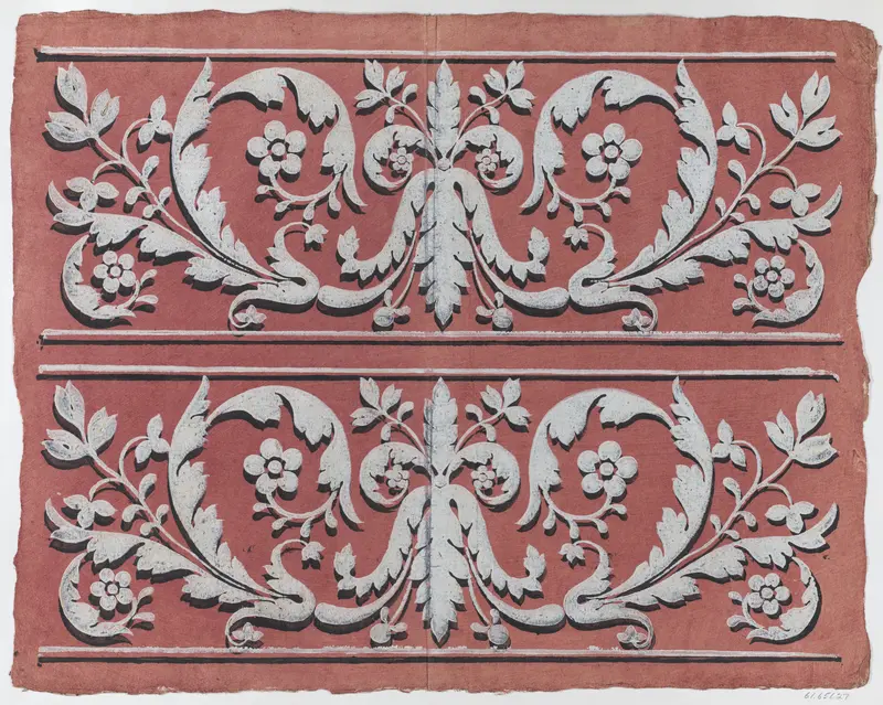 Sheet with two borders with rinceau motif Wall Art by Anonymous - High-Resolution Digital Print