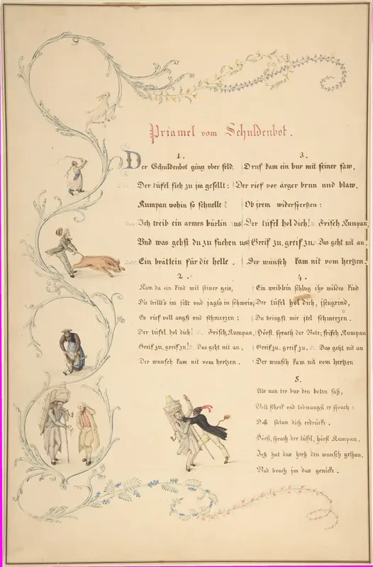 Sheets of Verses: Priamel vom Schuldenbot Wall Art by Johann Martin Usteri - High-Resolution Digital Print