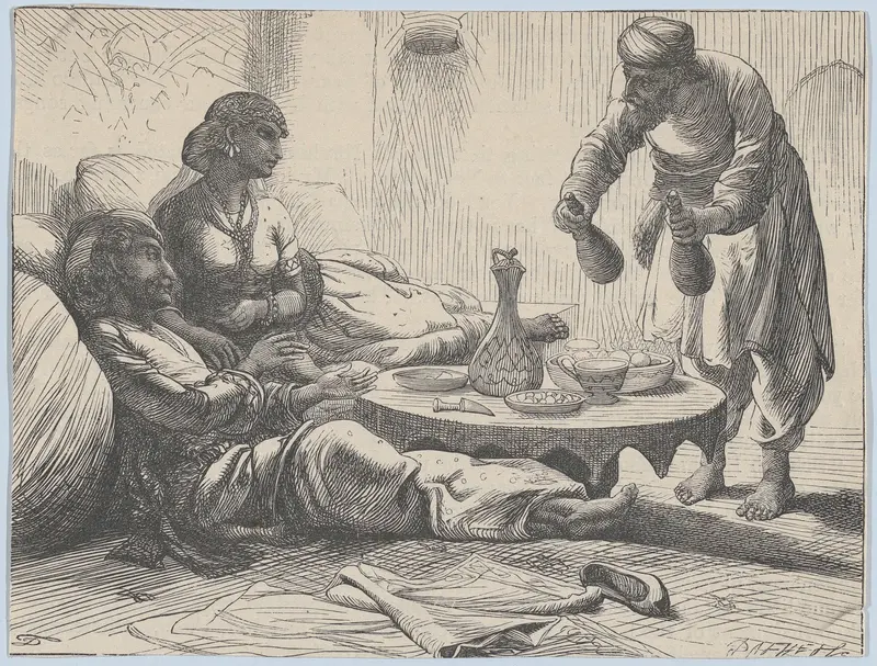 Sheich Ibrahim and His Visitors, from "Illustrated Arabian Nights' Entertainments" Wall Art by Dalziel Brothers - High-Resolution Digital Print