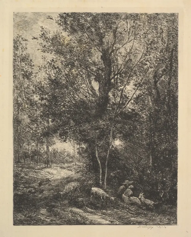 Shepherd and Shepherdess Wall Art by Charles-François Daubigny - High-Resolution Digital Print