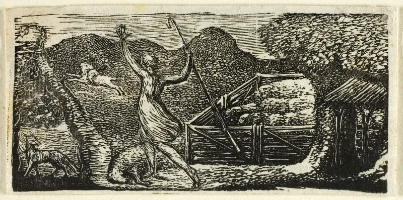 Shepherd Chases Away Wolf, from The Pastorals of Virgil Wall Art by William Blake - High-Resolution Digital Print