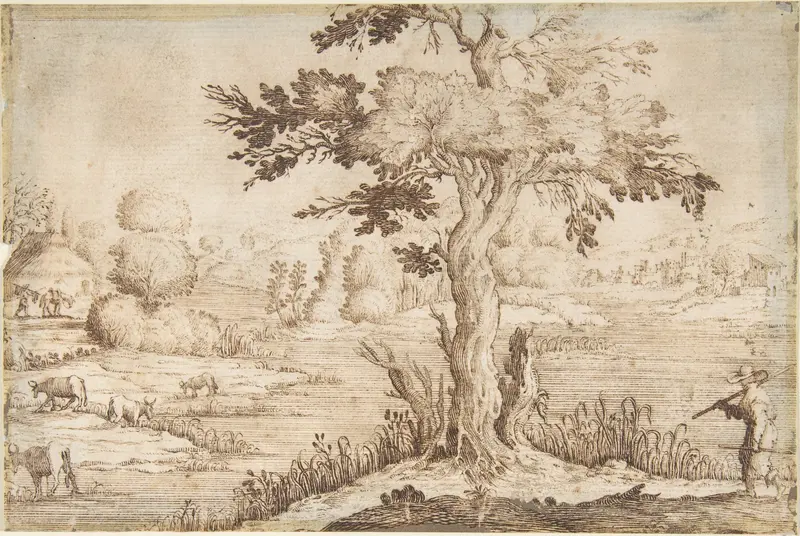 Shepherd in a Landscape Wall Art by Jacques Callot - High-Resolution Digital Print