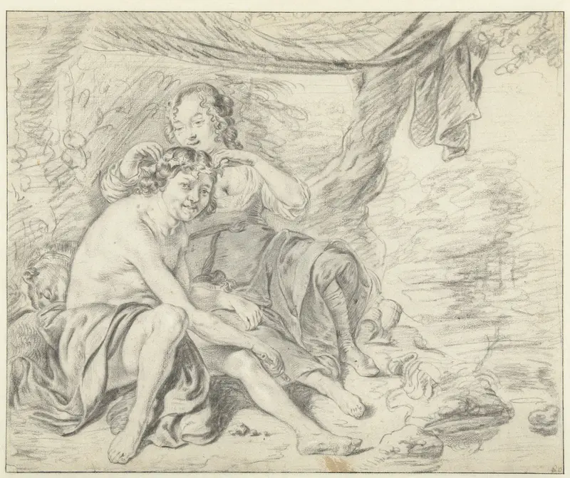 Shepherdess Crowning a Shepherd with a Laurel Wreath Wall Art by Unknown - High-Resolution Digital Print