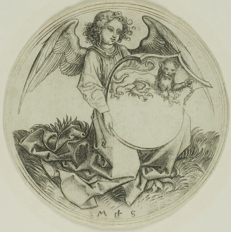 Shield with a Lion, Held by an Angel Wall Art by Martin Schongauer - High-Resolution Digital Print