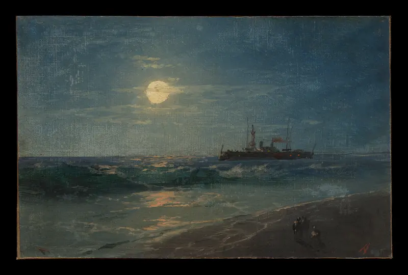 Ship by Moonlight Wall Art by Ivan Konstantinovich Aivazovsky (Hovhannes Aivazian) - High-Resolution Digital Print