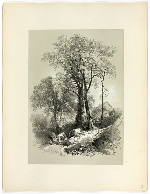 Shipley Bridge, Devon, from Picturesque Selections Wall Art by James Duffield Harding - High-Resolution Digital Print