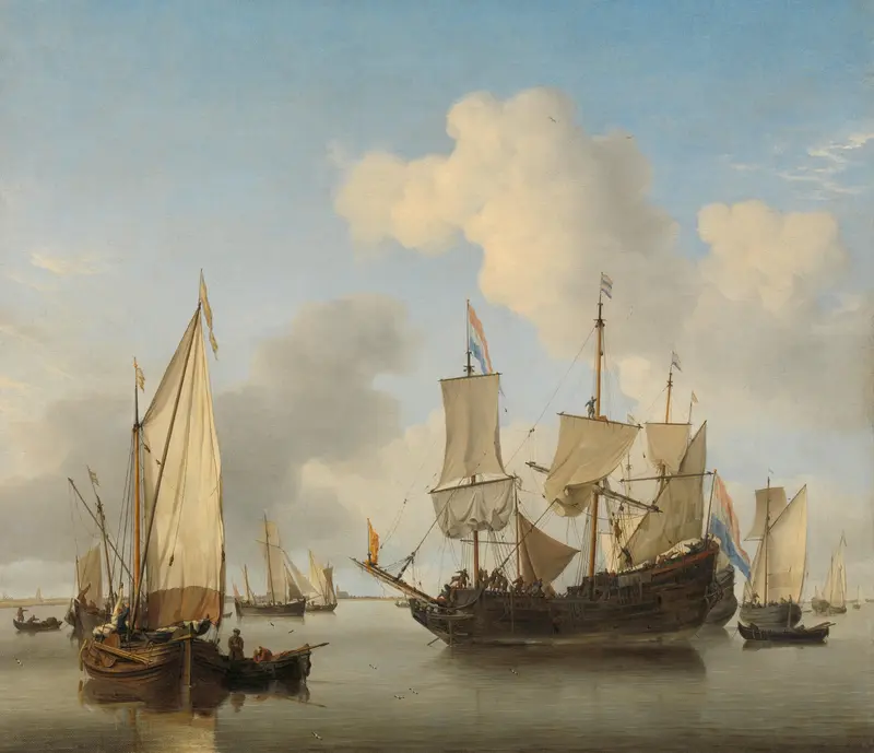 Ships at Anchor on the Coast Wall Art by Willem van de Velde (II) - High-Resolution Digital Print
