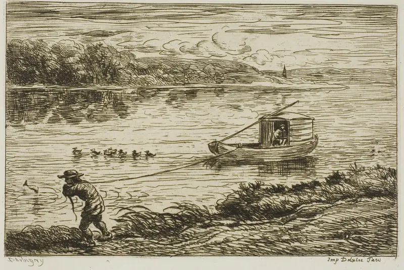 Ship's Boy Pulling on the Line (Hauling on the Rope) Wall Art by Charles François Daubigny - High-Resolution Digital Print