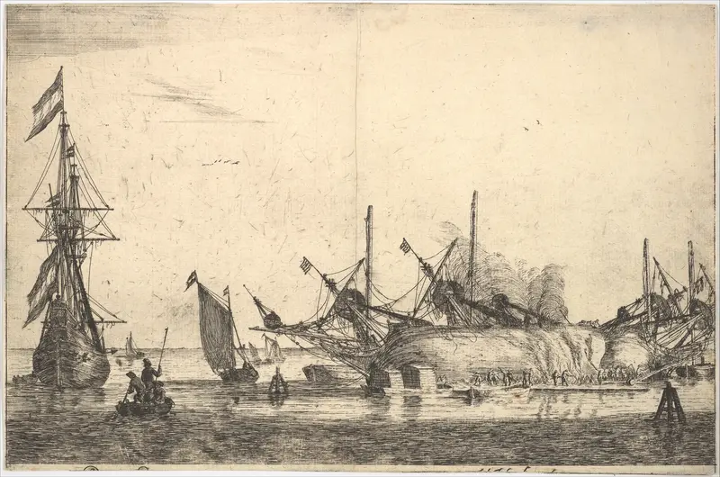 Ships Careened for Caulking the Hull Wall Art by Reinier Nooms, called Zeeman - High-Resolution Digital Print