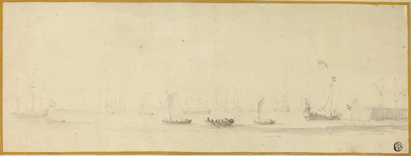 Ships in Full Sail with Small Boats Wall Art by Willem van de Velde (II) - High-Resolution Digital Print
