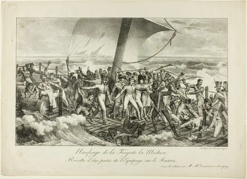 Shipwreck of the Frigate Medusa. Revolt of Some of the Crew on the Raft Wall Art by Hippolyte Lecomte - High-Resolution Digital Print