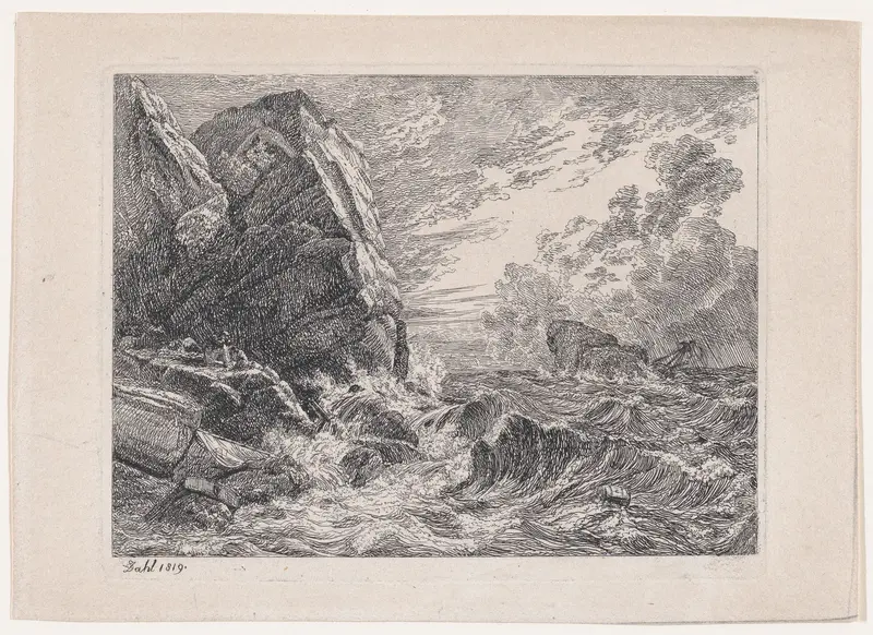 Shipwreck on a Rocky Shore Wall Art by Johan Christian Dahl - High-Resolution Digital Print