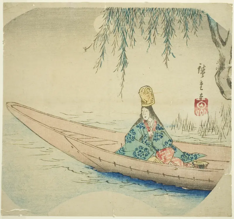 Shirabyoshi dancer in asazuma boat