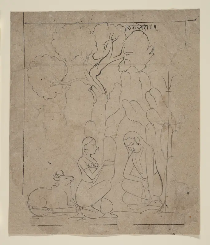 Shiva and Parvati in a Mountain Grotto Wall Art by Unknown - High-Resolution Digital Print