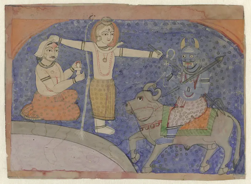 Shiva doodt Yama met zijn drietand Wall Art by anonymous - High-Resolution Digital Print