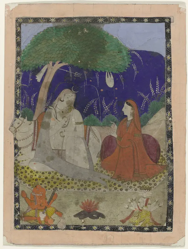Shiva en Parvati met kinderen Wall Art by anonymous - High-Resolution Digital Print