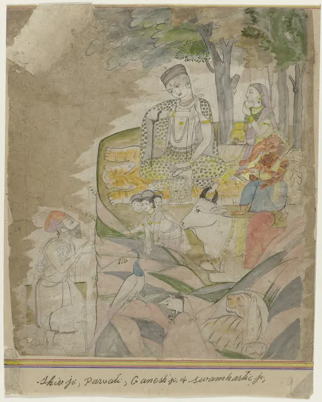 Shiva en Parvati op berg Wall Art by anonymous - High-Resolution Digital Print